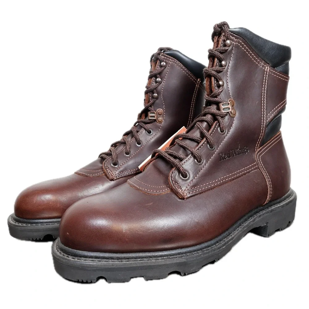 Red Wing 978 Work Boots Mens 9.5 D Brown Leather Vibram Made in USA New